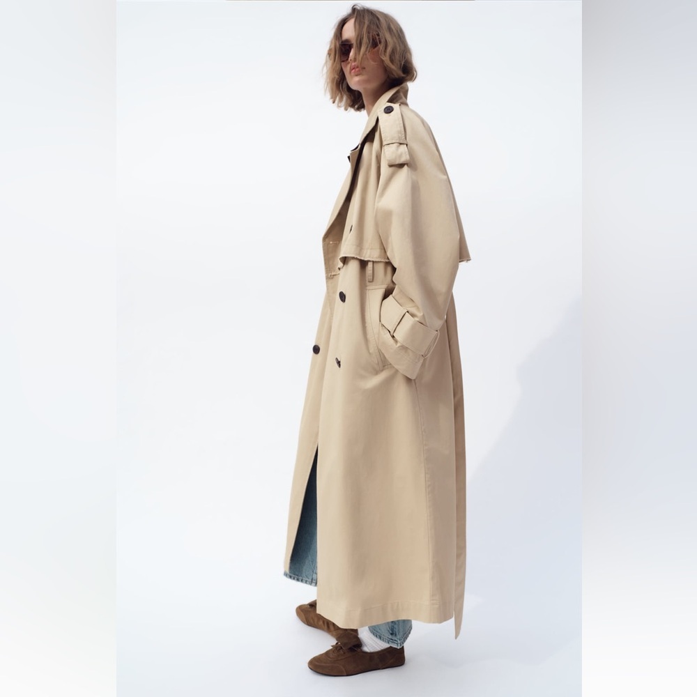 New ZARA Gabardine Trench Coat - Picture 3 of 9